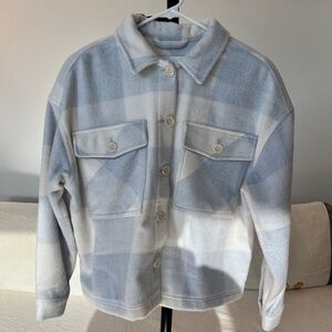 Calvin Klein Jeans Blue Plaid Button-Up Wool-Blend Overshirt - Size S/P